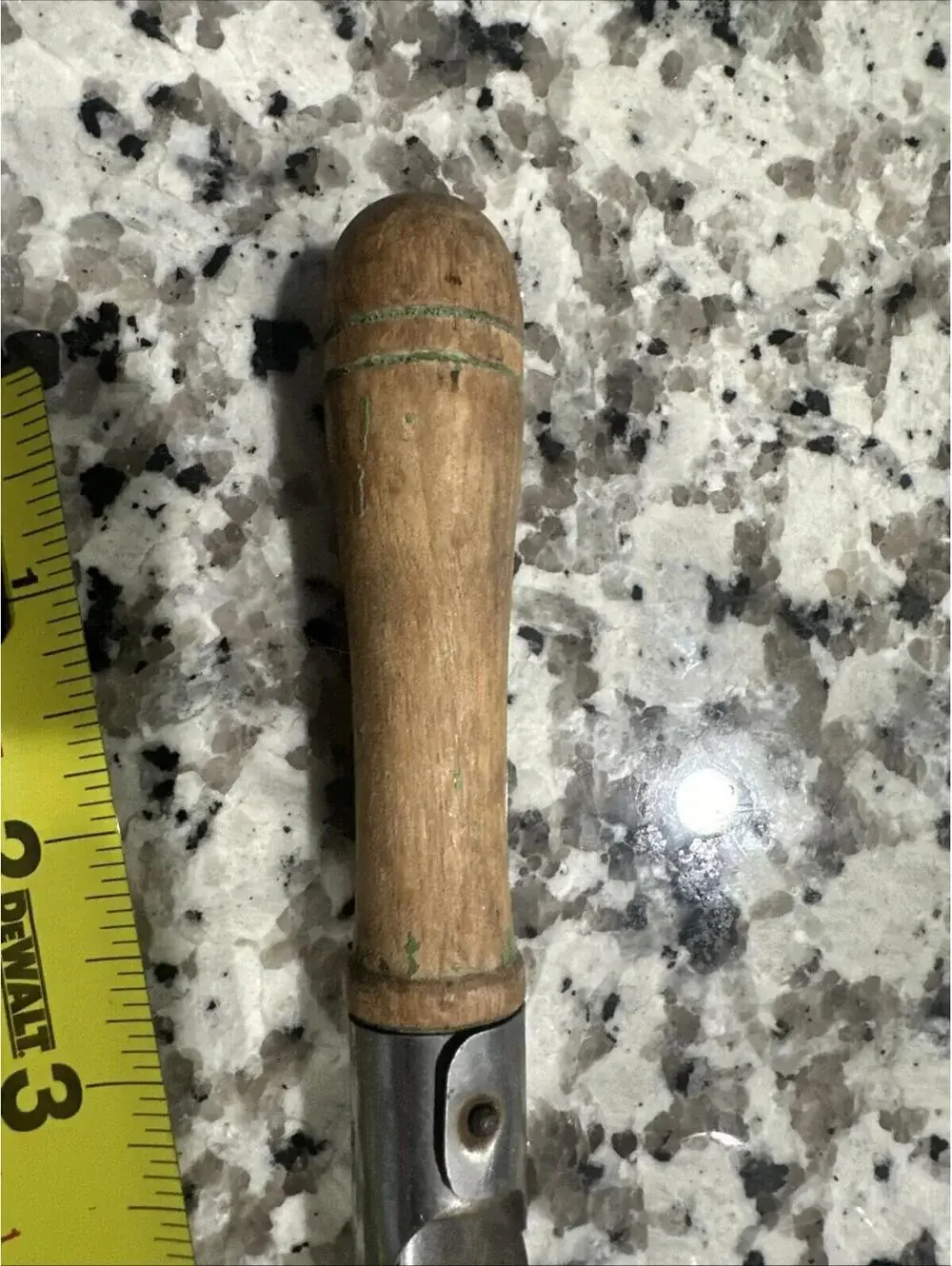 Vintage A & J Apple Corer, Potato Peeler, Green & Beige Wood Handle Primitive *